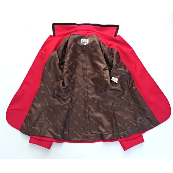 VTG Iceberg Red Wool Equestrian Blazer Brown Ultra Suede Trim  Italy 42/US 4-6 - Picture 5 of 7